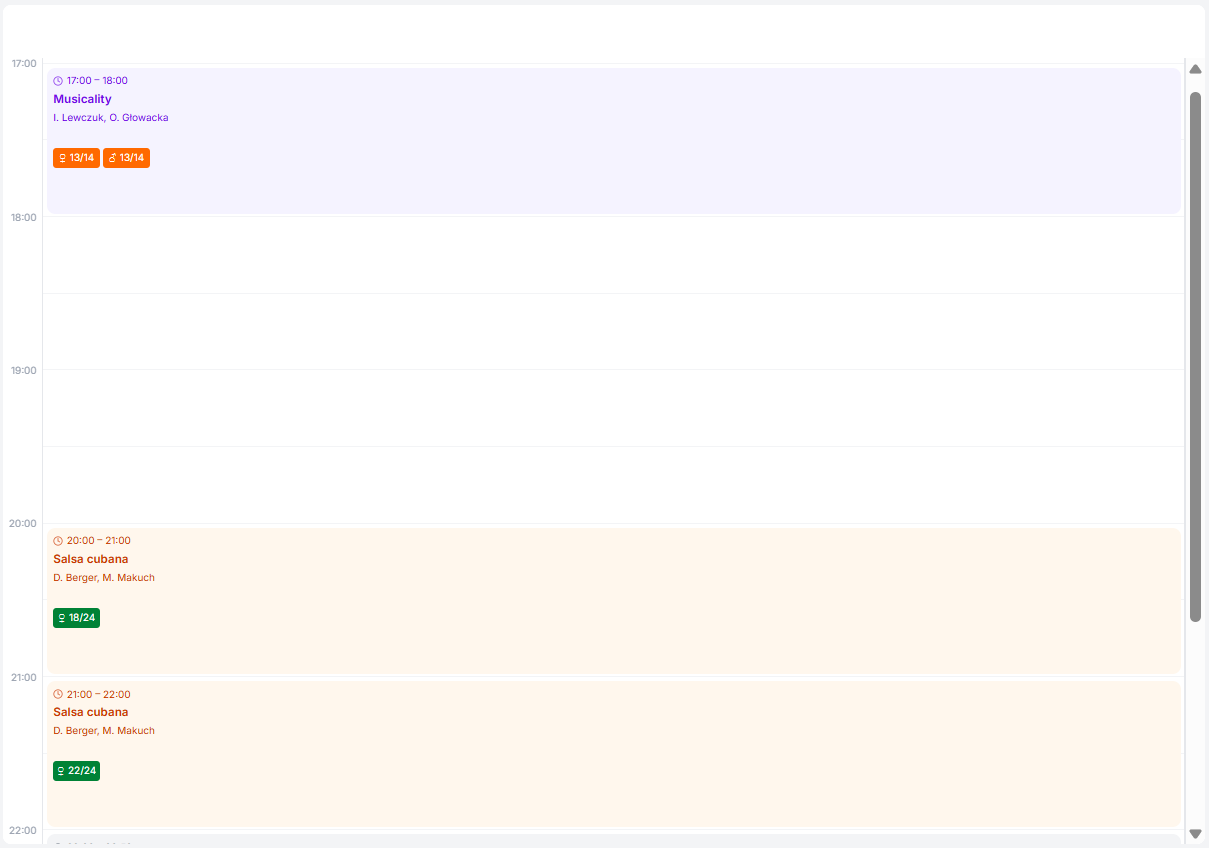 Widok siatki dziennej